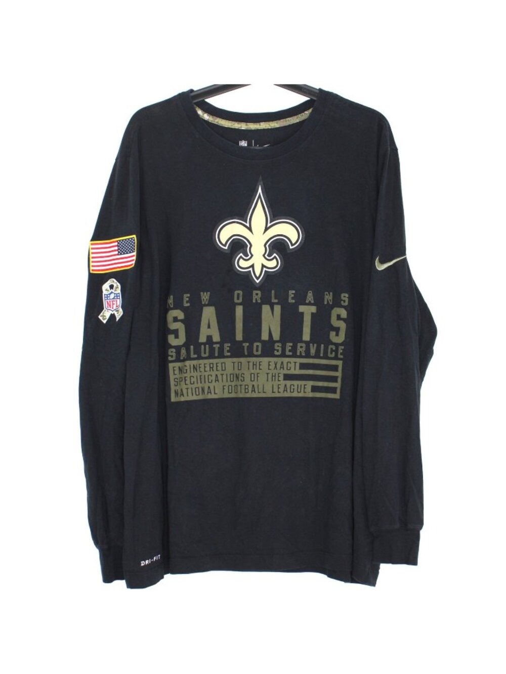 Nike Mens XL New Orleans Saints Salute To Service Army Long Sleeve T-Shirt F1433